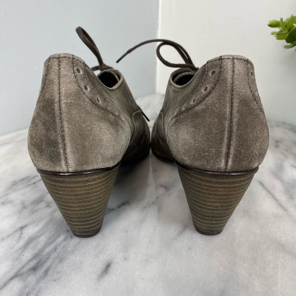 Paul Green Kelsey Lace Up Brougue Oxford Gray Nubuck Leather 6.5 Steampunk - Picture 6 of 9